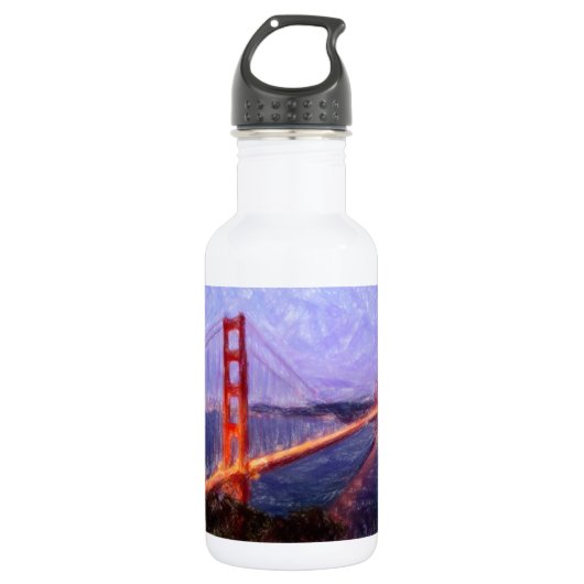 Golden Gate Bridge — gemengde media schilderen Waterfles (Voorkant)