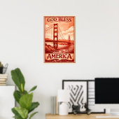 Golden Gate Bridge - God Bless America Poster (Thuiskantoor)