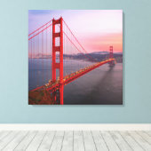 Golden gate bridge gooit kussen canvas afdruk (Insitu (Houten vloer))