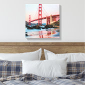 Golden gate bridge gooit kussen canvas afdruk (Insitu (Slaapkamer))