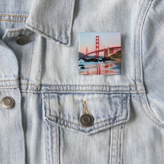 Golden gate bridge gooit kussen vierkante button 5,1 cm (In situ)