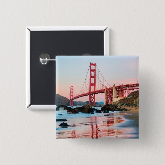 Golden gate bridge gooit kussen vierkante button 5,1 cm (Voorkant /achterkant)