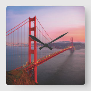 Golden gate bridge gooit kussen vierkante klok