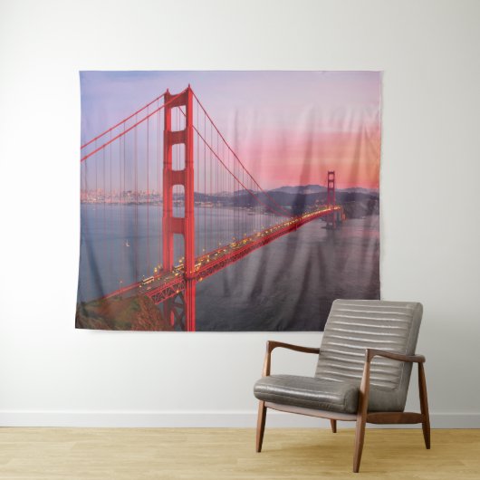 Golden gate bridge gooit kussen wandkleed (In Situ (horizontaal))