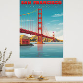 Golden Gate Bridge, het monument van San Francisco Poster (Keuken)