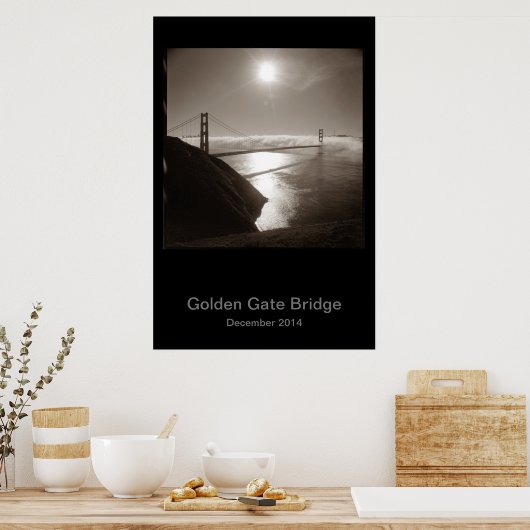 Golden Gate Bridge in de mist #3 Poster (Keuken)