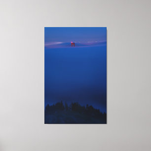 Golden Gate Bridge in Mist bij Nacht Canvas Afdruk