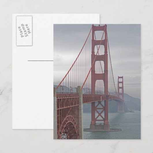 Golden gate bridge in mist. briefkaart (Voorkant / Achterkant)