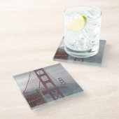 Golden gate bridge in mist. glazen onderzetter (Schuin)