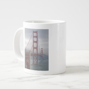 Golden gate bridge in mist. grote koffiekop