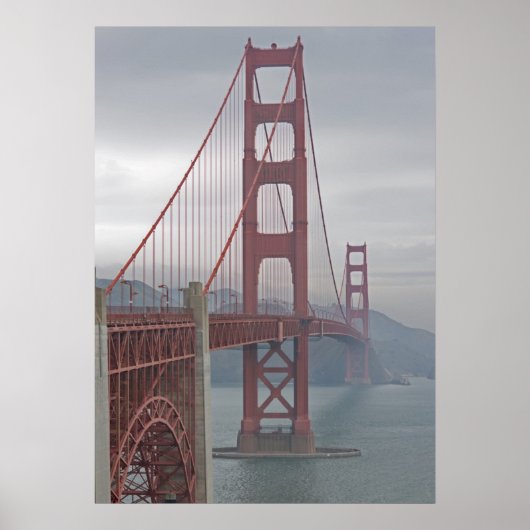 Golden gate bridge in mist. poster (Voorkant)