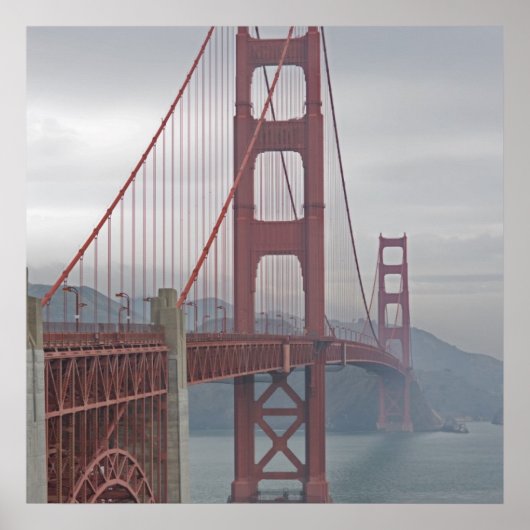 Golden gate bridge in mist. poster (Voorkant)
