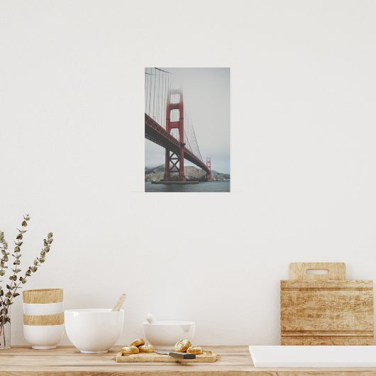 Golden Gate Bridge in mist Poster (Keuken)