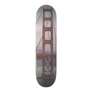 Golden gate bridge in mist. skateboard