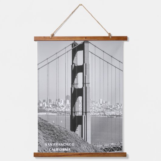 Golden Gate Bridge in monochroom Hangend Wandkleed (Voorkant)