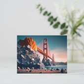 Golden Gate Bridge in San Fran, Digitale kunst Briefkaart (Staand voorkant)