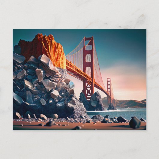 Golden Gate Bridge in San Fran, Digitale kunst Briefkaart (Voorkant)