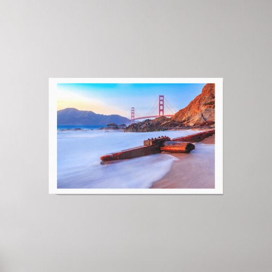 Golden Gate Bridge in San Francisco, Baker Beach Canvas Afdruk (Voorkant)