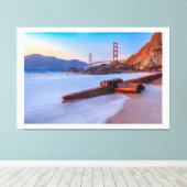 Golden Gate Bridge in San Francisco, Baker Beach Canvas Afdruk (Insitu (Houten vloer))