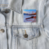 Golden Gate Bridge in San Francisco, Baker Beach Vierkante Button 5,1 Cm (In situ)