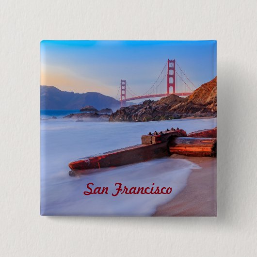 Golden Gate Bridge in San Francisco, Baker Beach Vierkante Button 5,1 Cm (Voorkant)
