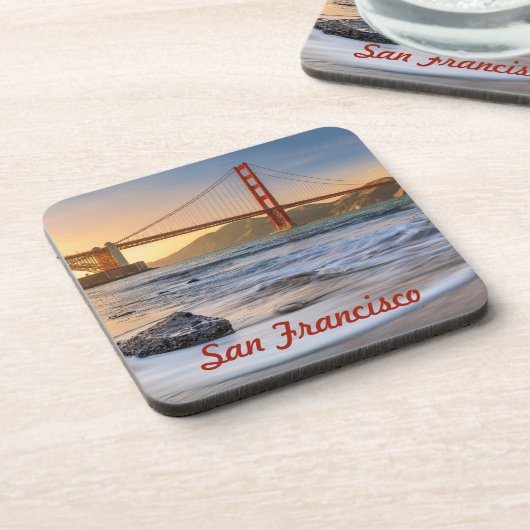 Golden Gate Bridge in San Francisco bij zonsonderg Bier Onderzetter (Linkerzijde)