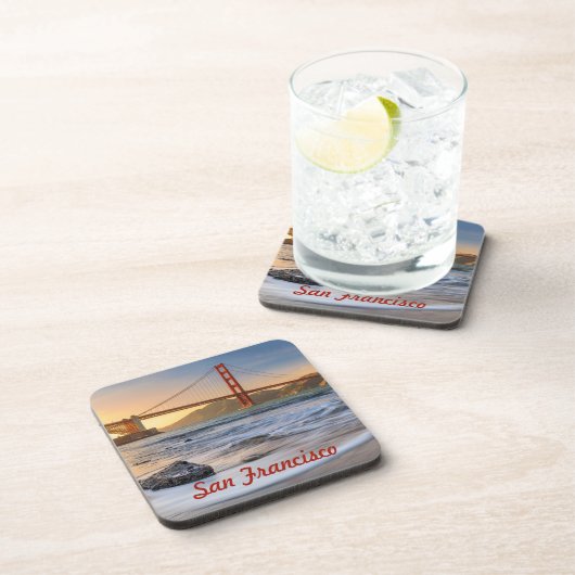 Golden Gate Bridge in San Francisco bij zonsonderg Bier Onderzetter (Rechterzijde)