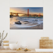 Golden Gate Bridge in San Francisco bij zonsonderg Poster (Keuken)