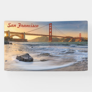 Golden Gate Bridge in San Francisco bij zonsonderg Spandoek