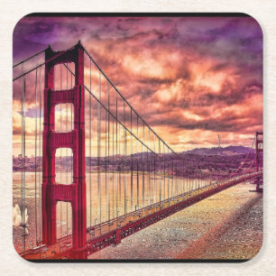 Golden Gate Bridge in San Francisco, Californië. Kartonnen Onderzetters