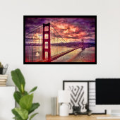 Golden Gate Bridge in San Francisco, Californië. Poster (Thuiskantoor)