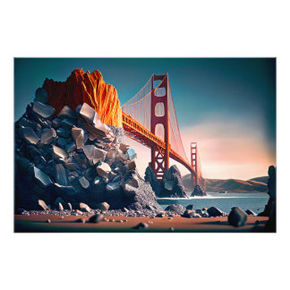 Golden Gate Bridge in San Francisco, Digitale kuns Foto Afdruk