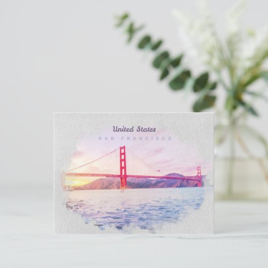 Golden gate bridge in waterverf Briefkaart (Staand voorkant)
