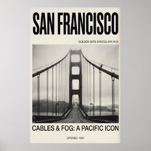 Golden Gate Bridge Kunstprint Nevelige San Francis Poster