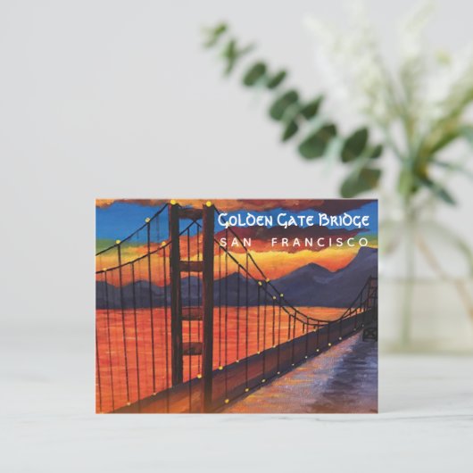 Golden Gate Bridge Landschap Acrylverf Briefkaart (Staand voorkant)