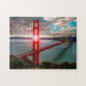 Golden Gate Bridge met Sun Shining through. Legpuzzel (Horizontaal)