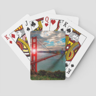 Golden Gate Bridge met Sun Shining through. Pokerkaarten