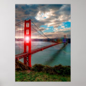 Golden Gate Bridge met Sun Shining through. Poster (Voorkant)