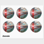 Golden Gate Bridge met Sun Shining through. Ronde Sticker (Vel)