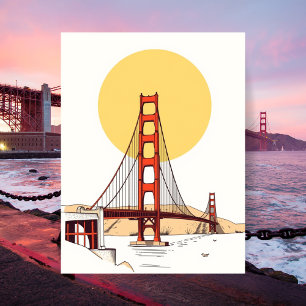 Golden Gate Bridge Minimalistisch San Francisco Briefkaart
