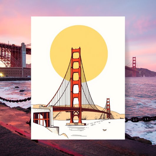 Golden Gate Bridge Minimalistisch San Francisco Briefkaart
