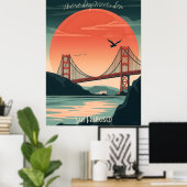 Golden Gate Bridge - Minimalistisch silhouet voor  Poster (Thuiskantoor)