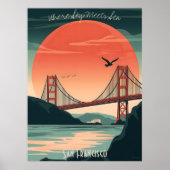 Golden Gate Bridge - Minimalistisch silhouet voor  Poster (Voorkant)