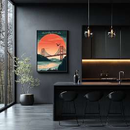 Golden Gate Bridge - Minimalistisch silhouet voor  Poster