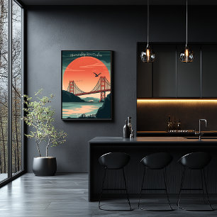 Golden Gate Bridge - Minimalistisch silhouet voor  Poster