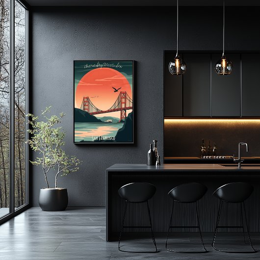 Golden Gate Bridge - Minimalistisch silhouet voor  Poster