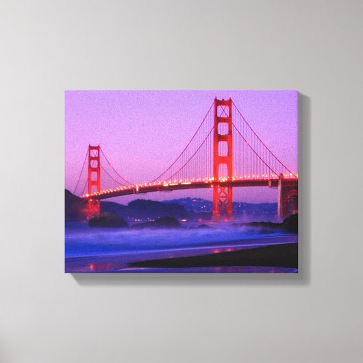 Golden Gate Bridge on Baker Beach at Sundown Canvas Afdruk (Voorkant)