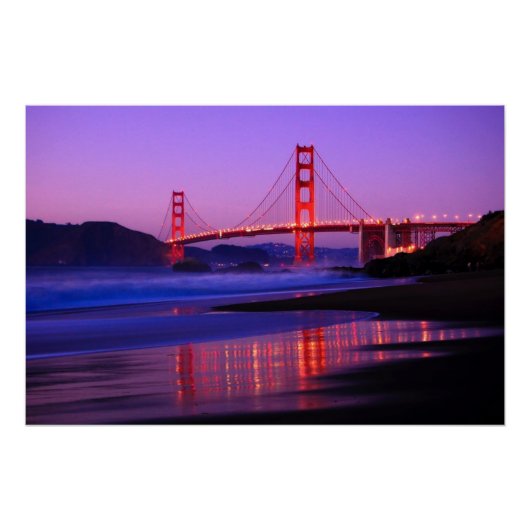 Golden Gate Bridge on Baker Beach at Sundown Perfect Poster (Voorkant)