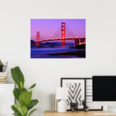 Golden Gate Bridge on Baker Beach at Sundown Poster (Thuiskantoor)