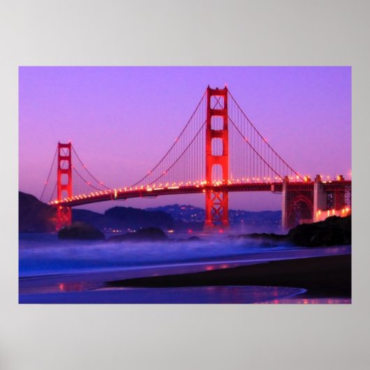 Golden Gate Bridge on Baker Beach at Sundown Poster (Voorkant)